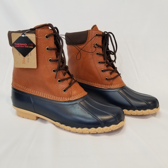 Weatherproof Adam Duck Boots Tan Navy 11M - Picture 10 of 16